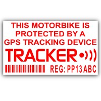 4 x Motorbike Dummy/Fake GPS Personalised Tracker Device Unit Security Alarm System Warning Window Stickers with Registration,Tag Number Printed-Police Monitored Sign For Motorcycle Bike